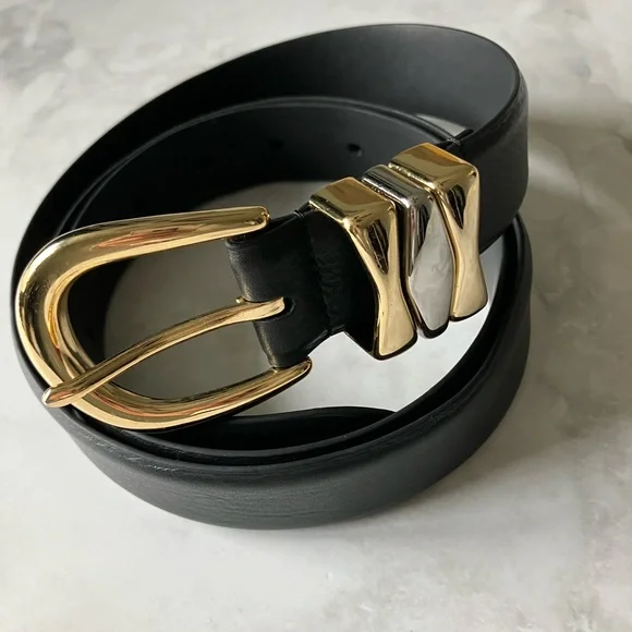 REVOLVE Favorite Daughter Black William Split Decision Leather Belt Size XL - Picture 2 of 9